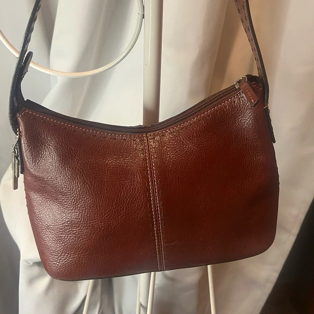 Fossil Vintage Rich Brown Leather Bag with Key Charm